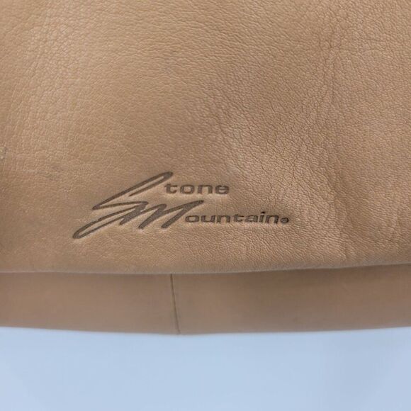 Stone Mountain Tan Genuine Leather Double Top Handle Handbag Buckle Neutral Boho - Picture 3 of 14